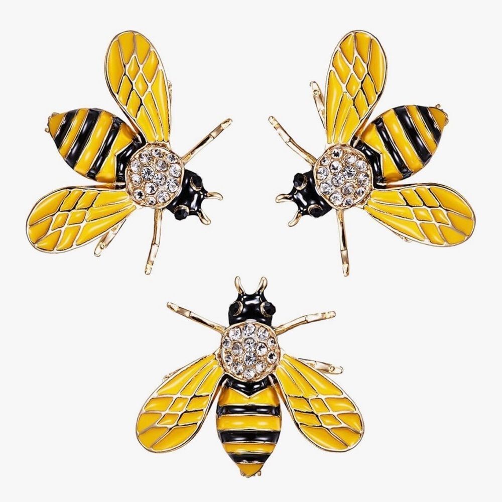 New 3pcs Honeybee-Yellow Brooch Set